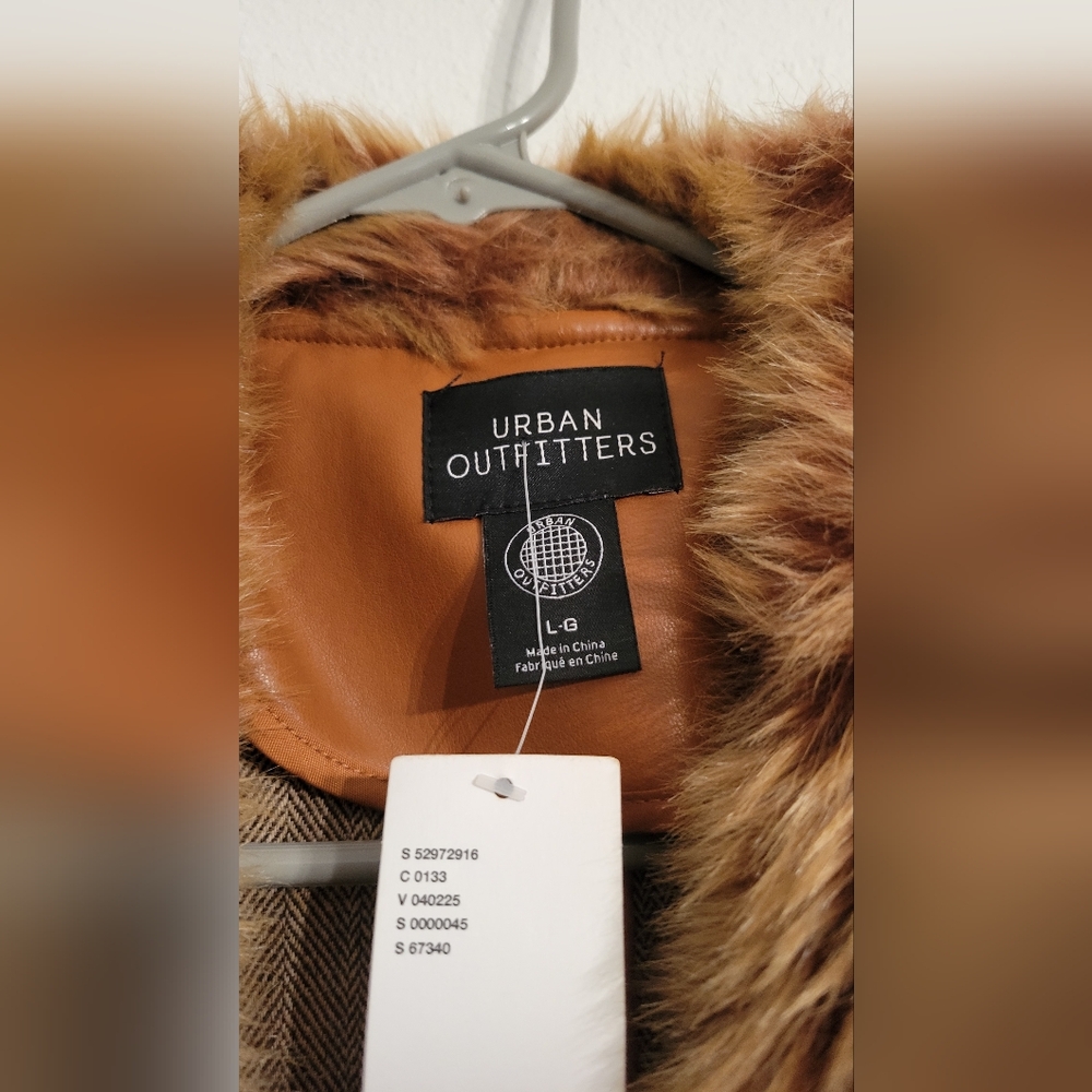 Urban Outfitters Jackets & Coats | Glam Faux Fur Faux Leather Brown Trench Coat - Picture 7 of 7